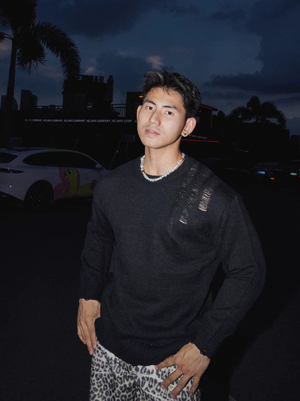 Crew Neck Long Sleeve Knit Sweater