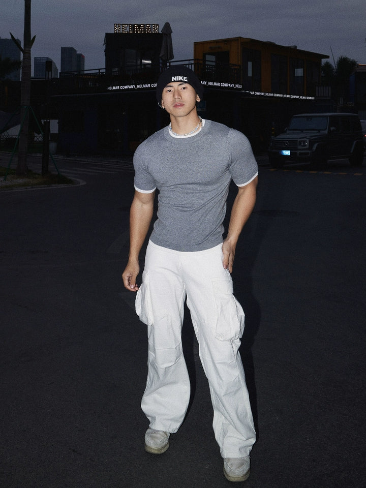 Slim Fit Rundhalsad Kortärmad Tröja 