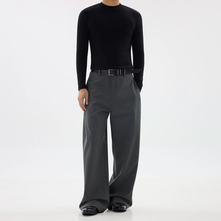 Pantalons décontractés à jambes larges plissés texturés 