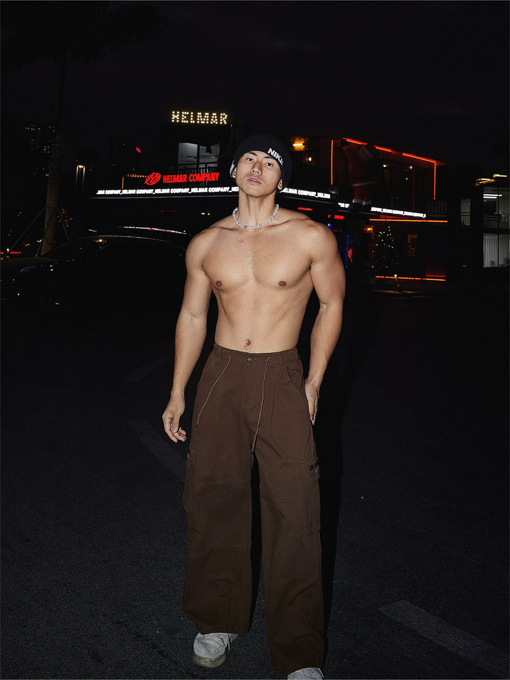 Retro Drawstring Belt Casual Cargo Pants