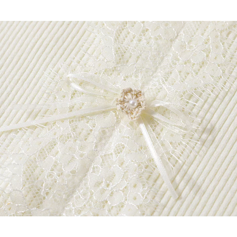 Suéter de punto sin hombros con lazo de encaje 