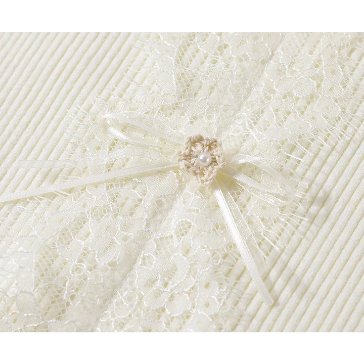 Suéter de punto sin hombros con lazo de encaje 