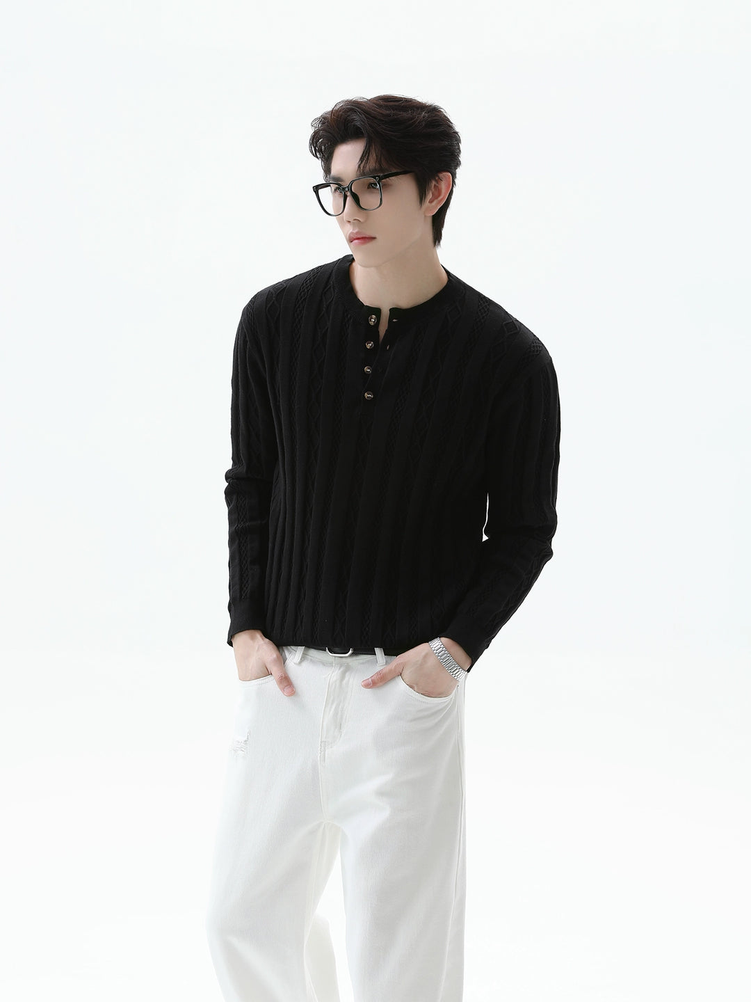 Cable Knit Henry Collar Pullover