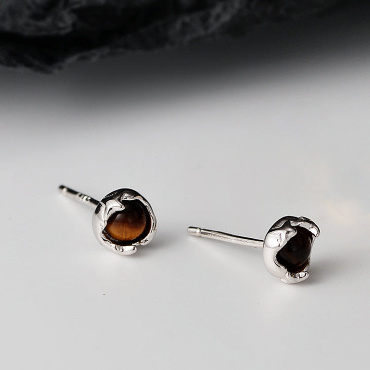 Tiger Eye Sterling Silver Stud Earring