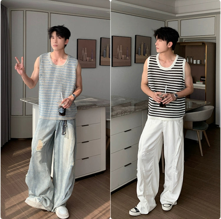 Loose Fit Striped Knit Vest