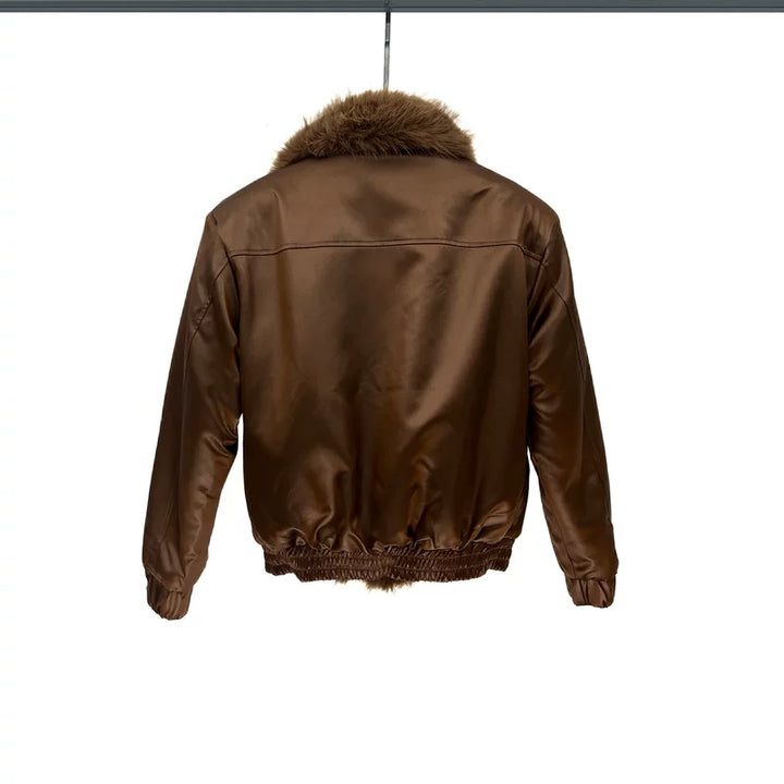 Reversible Faux Fur Lapel Insulated Jacket