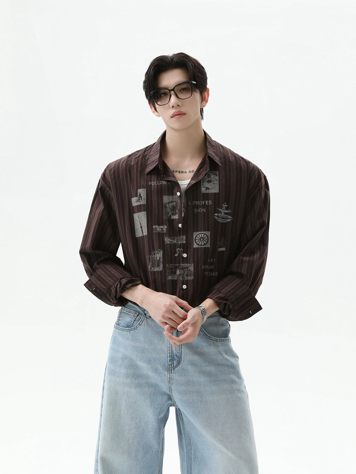 Printed Casual Striped Shirt