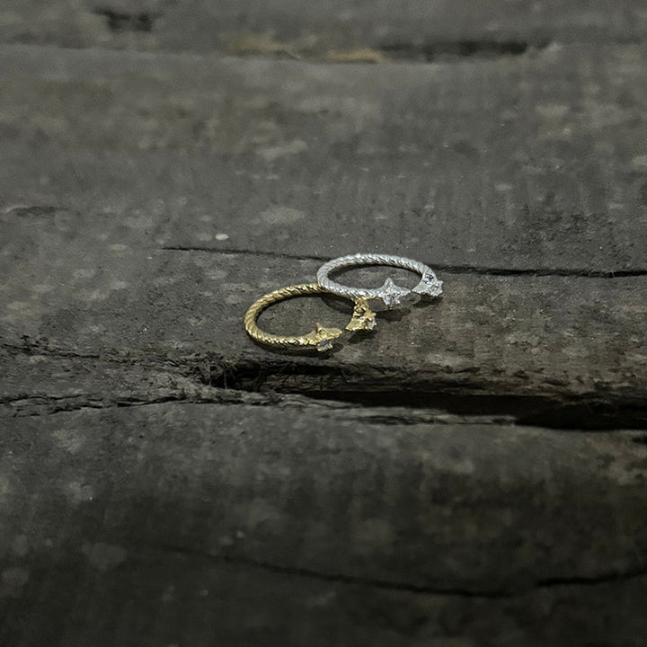 Sterling Silver Open-Ended Star Ring