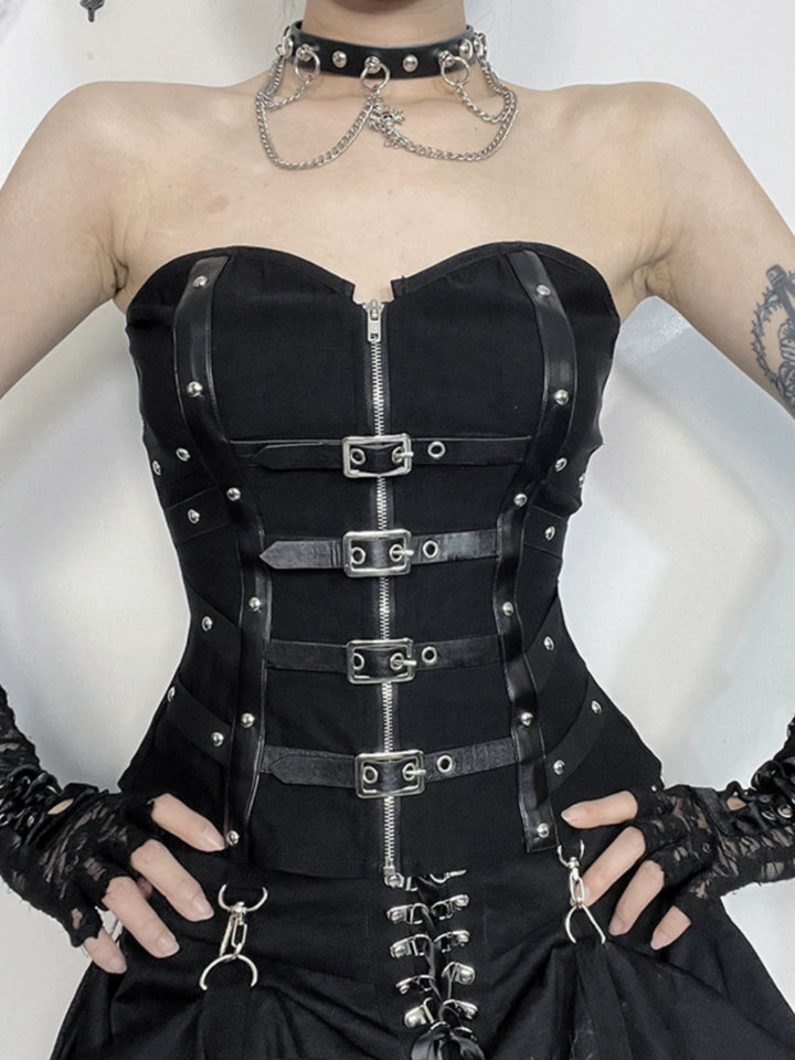 Gothic Gesp Strap Bandeau Korset Top 
