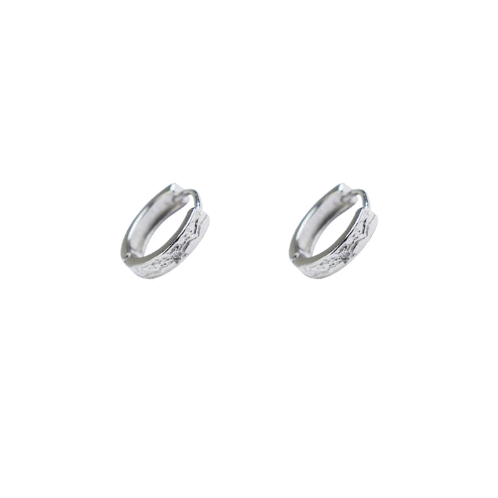 Pendientes de aro texturizados de plata esterlina S925 