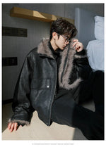 Shearling Trim Leather Jacket