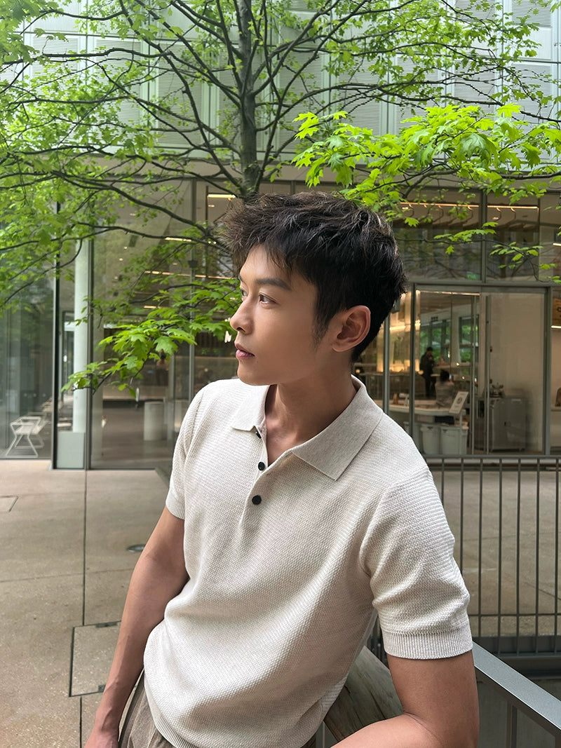 Ice Silk Knitted Short Sleeve Polo Shirt