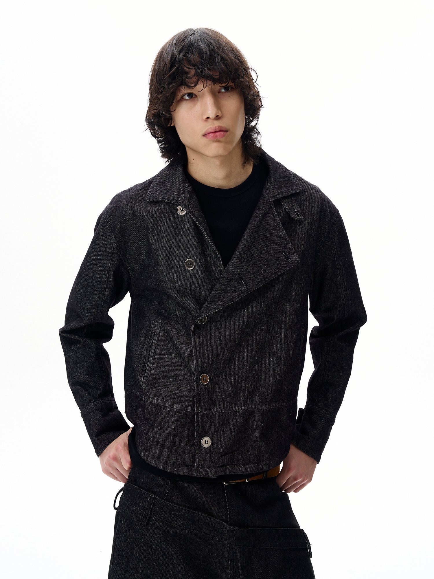 Retro Düz Omuzlu Kot Ceket 