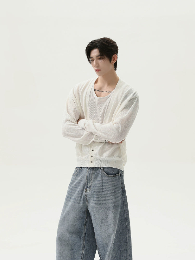 Lightweight Sun Protection V-neck Knit Cardigan