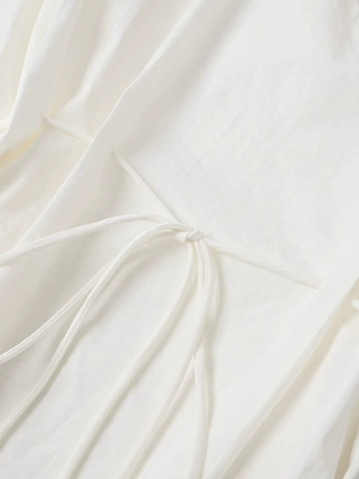 V-Neck Waist Tie Sleeveless Blouse
