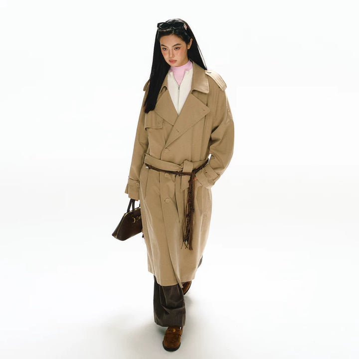 Double-Breasted Belted Trench Coat