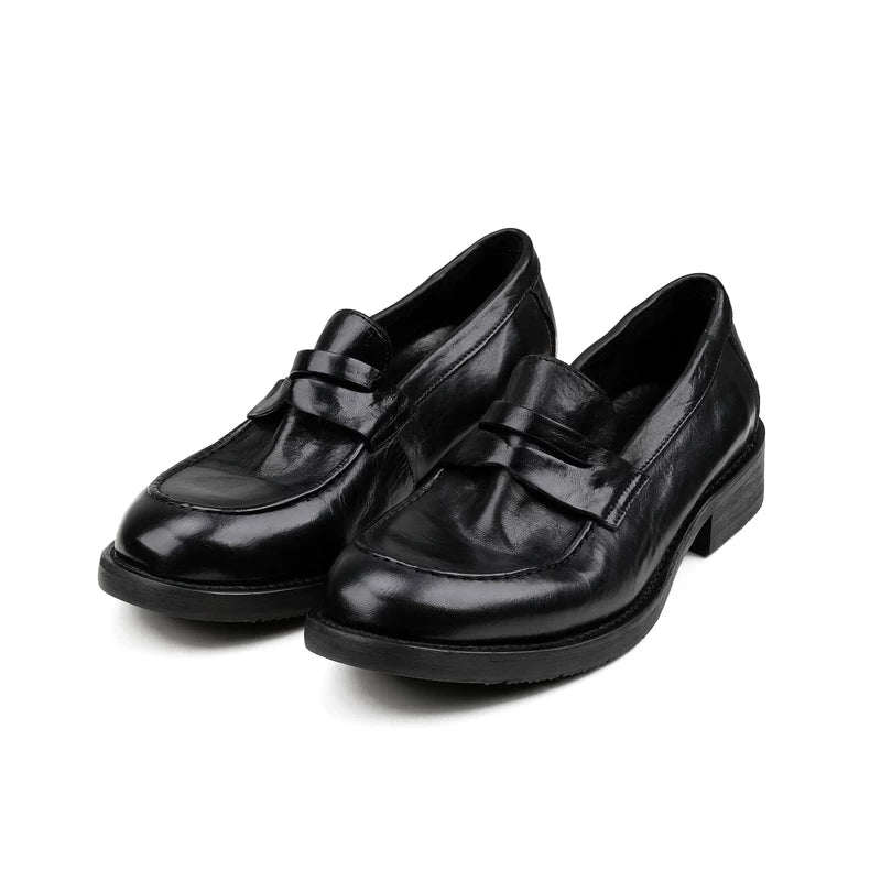 Washed Horsehide Casual Loafers