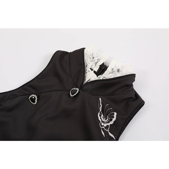 Vestido Cheongsam sin mangas con estampado floral y abertura lateral 