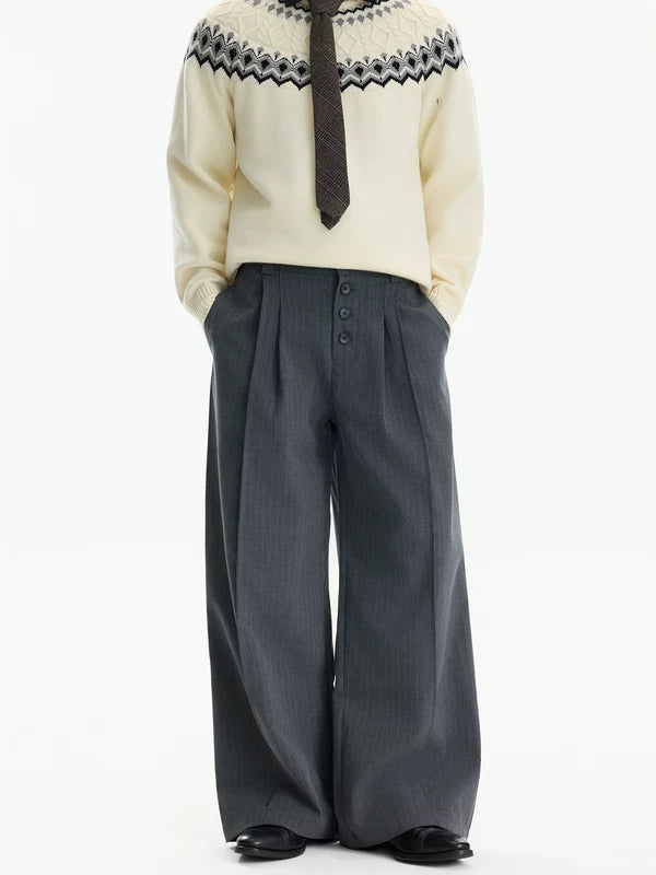 Plisserade vida ben A-linjeformade avslappnade byxor 