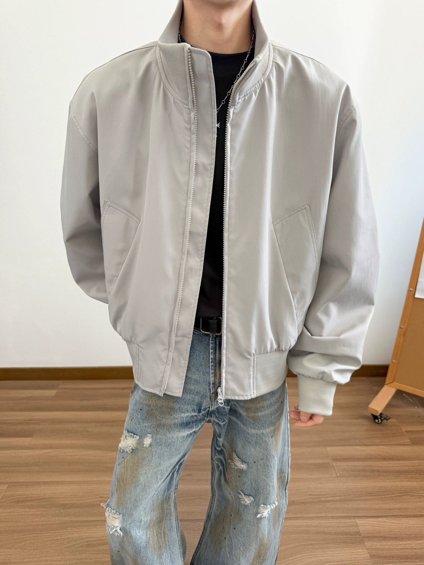 Stand Collar Loose Bomber Jacket