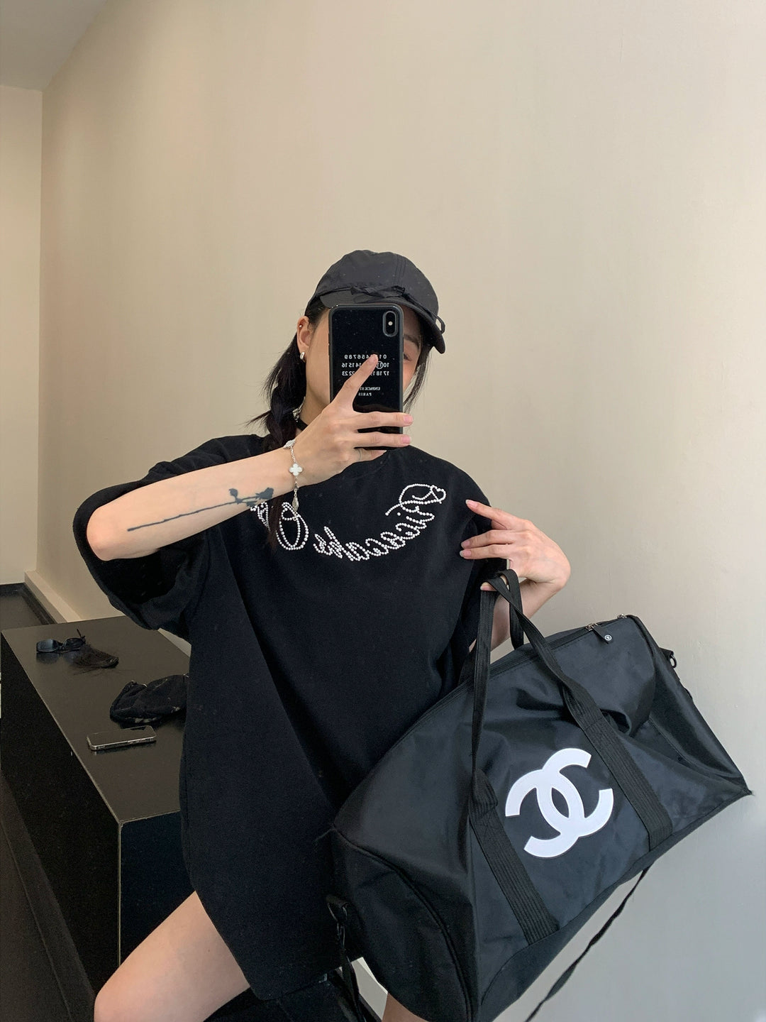 Pearl Embellished Oversized T-shirt