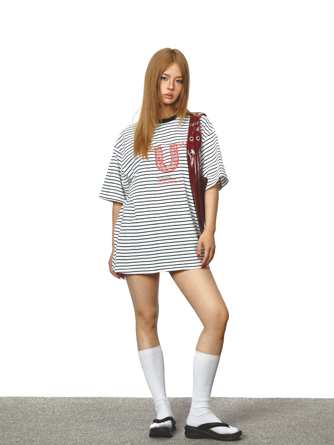 Striped Graphic Print Loose Fit T-shirt