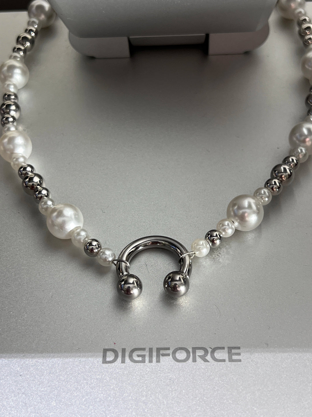 Pearl Metal Beaded Punk Necklace