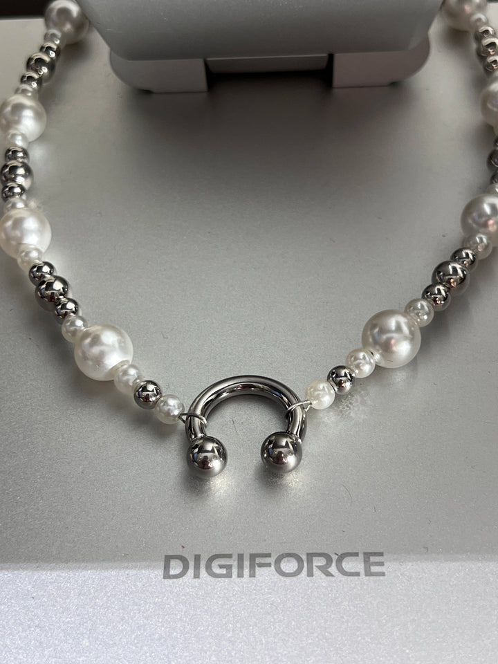Pearl Metal Beaded Punk Necklace