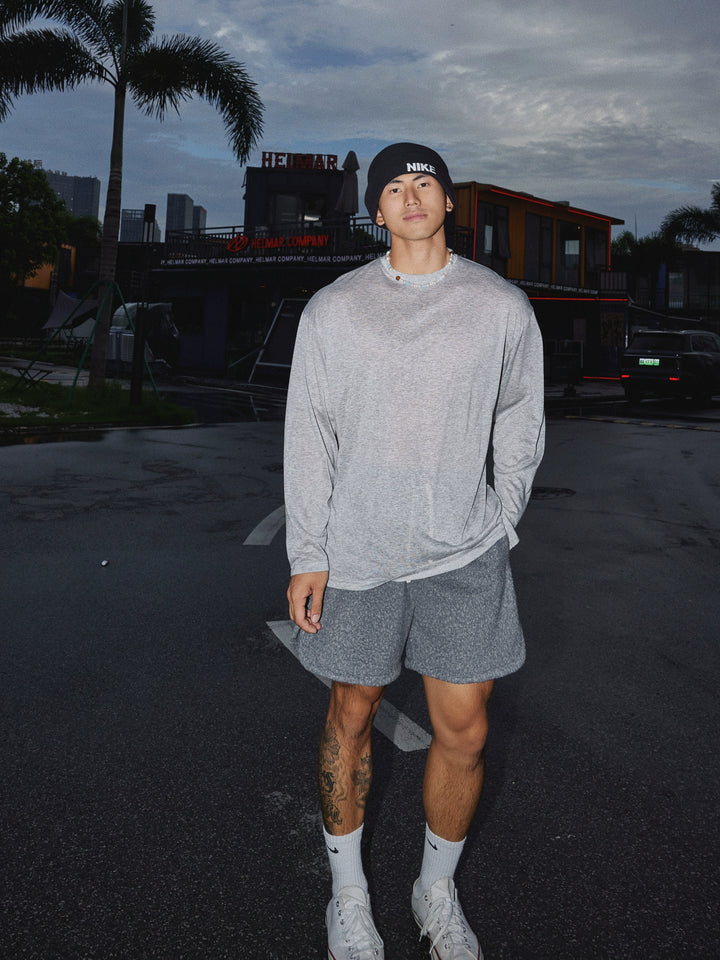 Långärmad avslappnad pullover T-shirt 