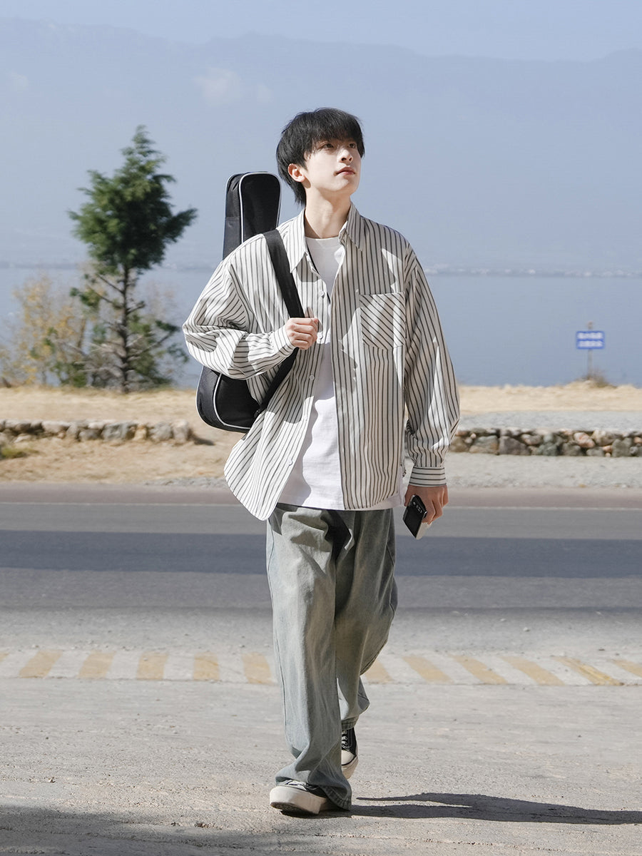 Striped Long-Sleeve Casual Shirt