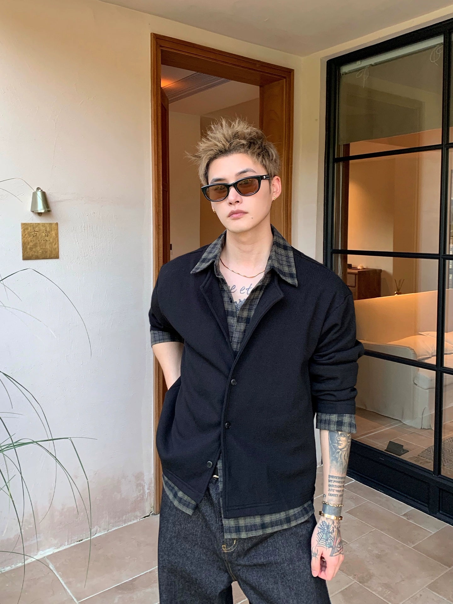 Ekose Parçalı İki Parça Gömlek Seti 