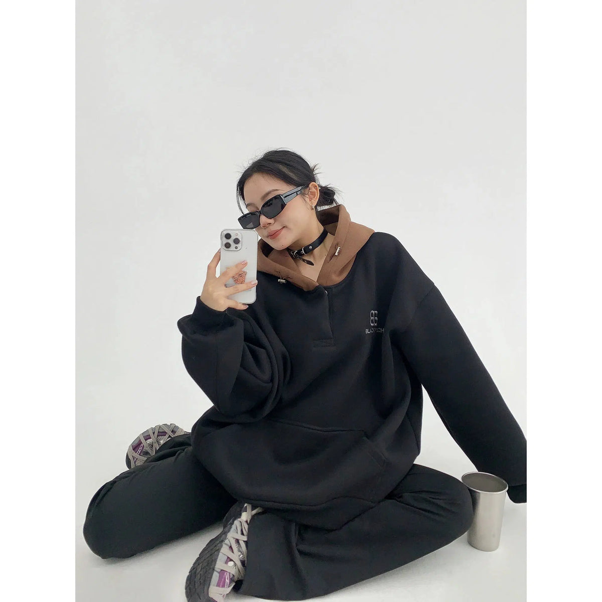 Plush Contrast Stitch Hoodie