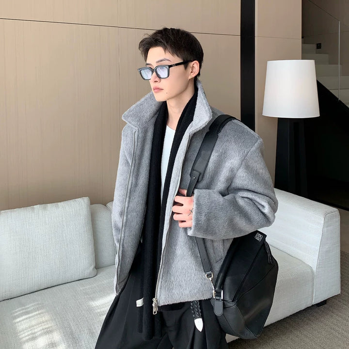 Faux Bont Fur Lapel Rits Jacket 