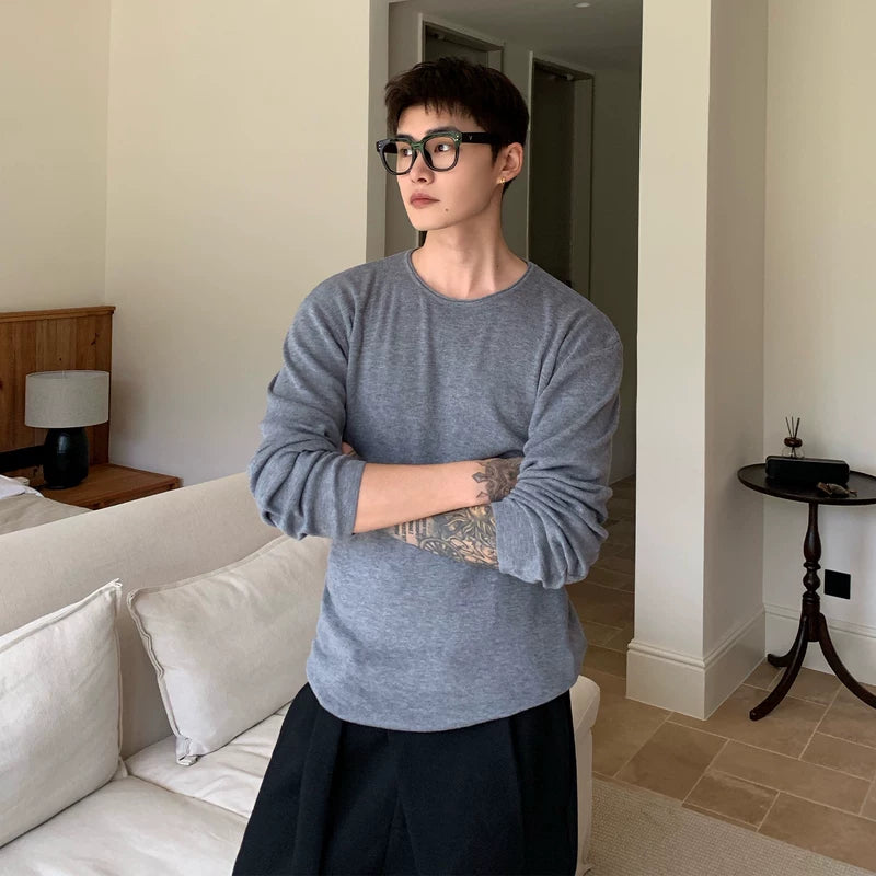 Suéter de malha com gola redonda de lã 