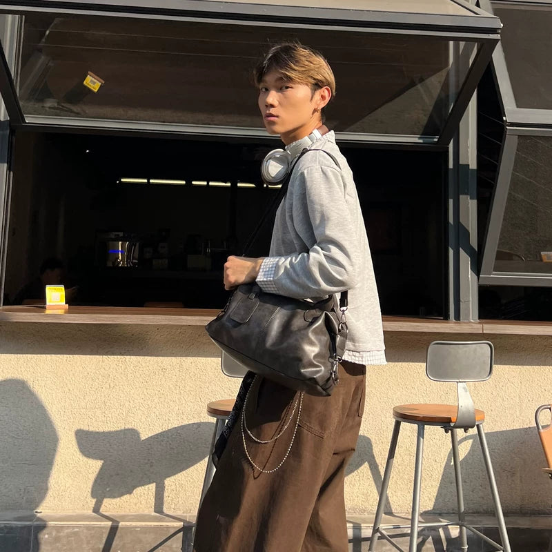 Bolsa Transversal de Ombro Boston de PU Vintage 