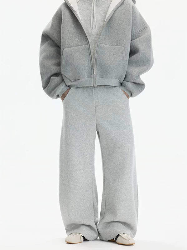 Pantaloni casual in pile a gamba larga 