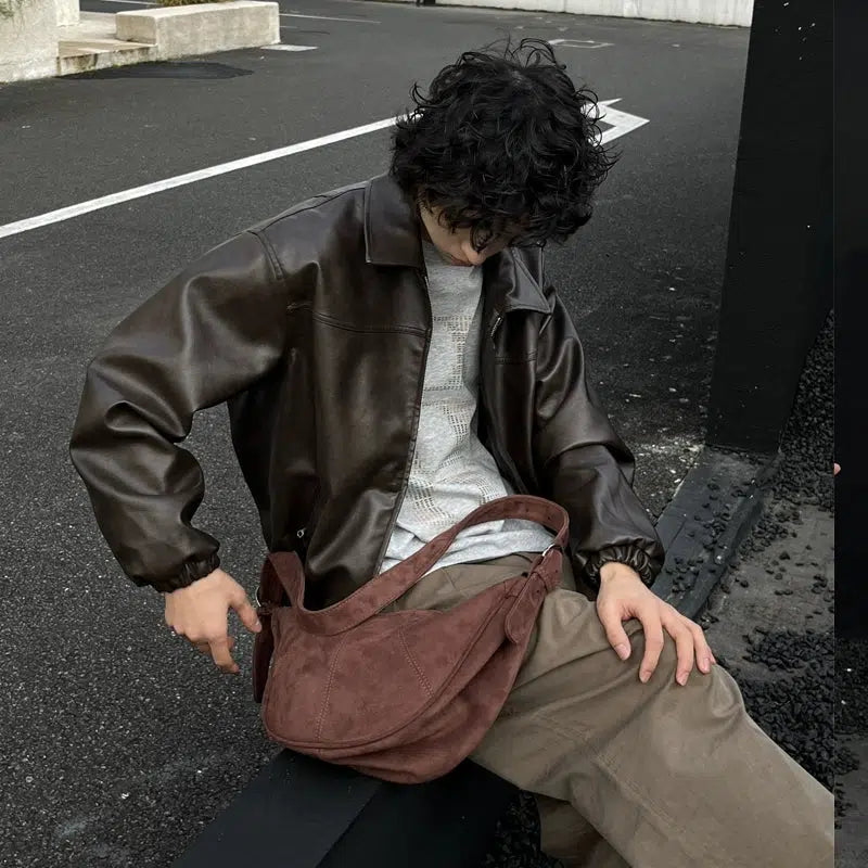 Retro Suede Crossbody Bag