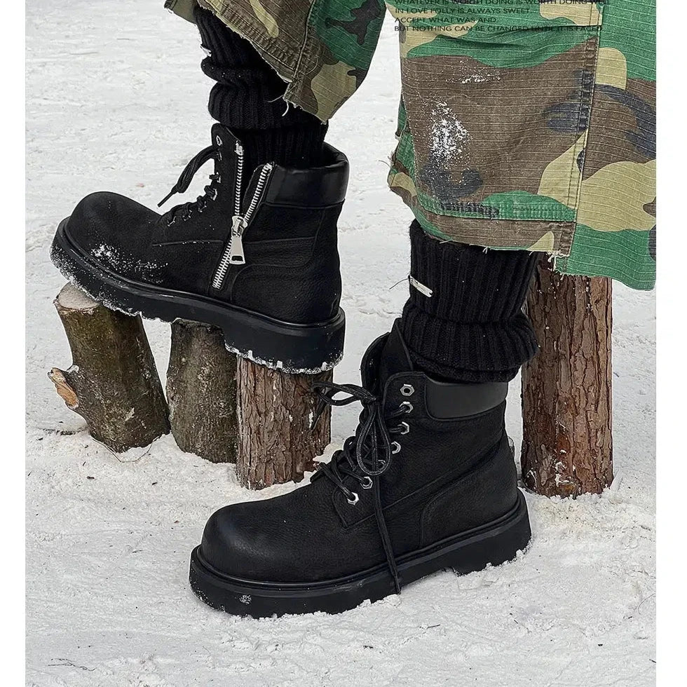 Waterproof Leather Lace-Up Boots