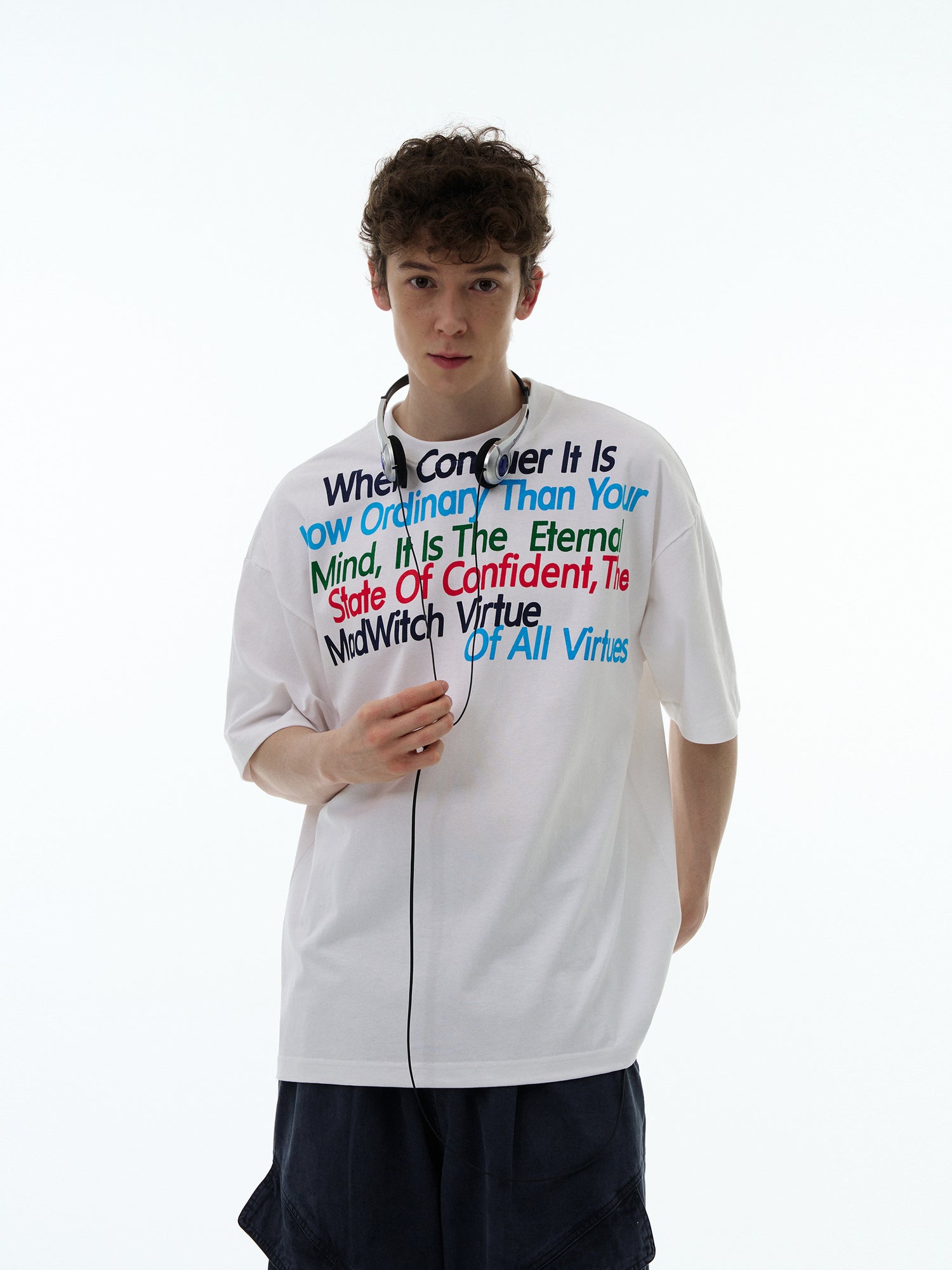 Retro Letter Print Cotton Loose T-shirt