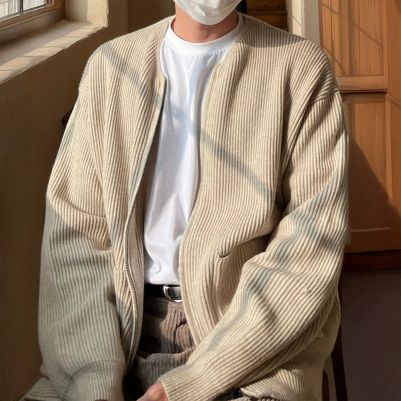 Knit Cardigan Zip-Up Sweater Coat