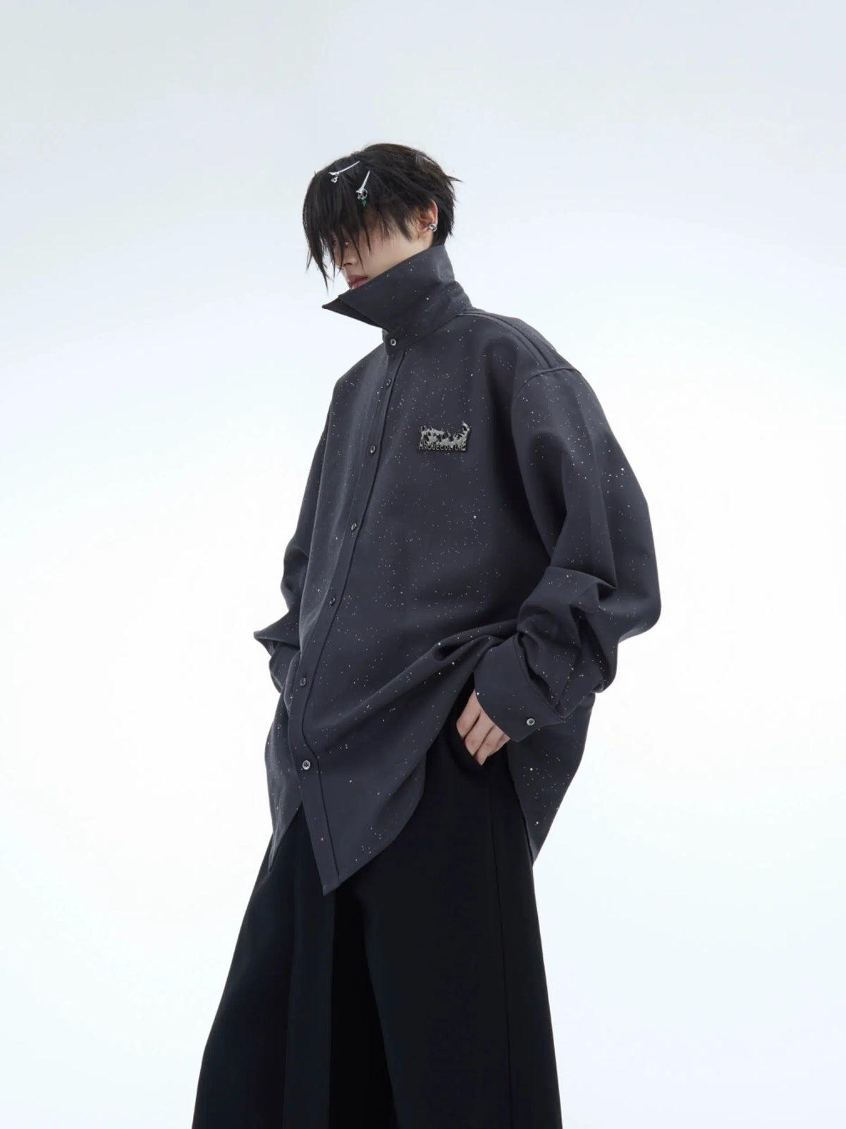 Metallic Detail Long-Sleeve Shirt