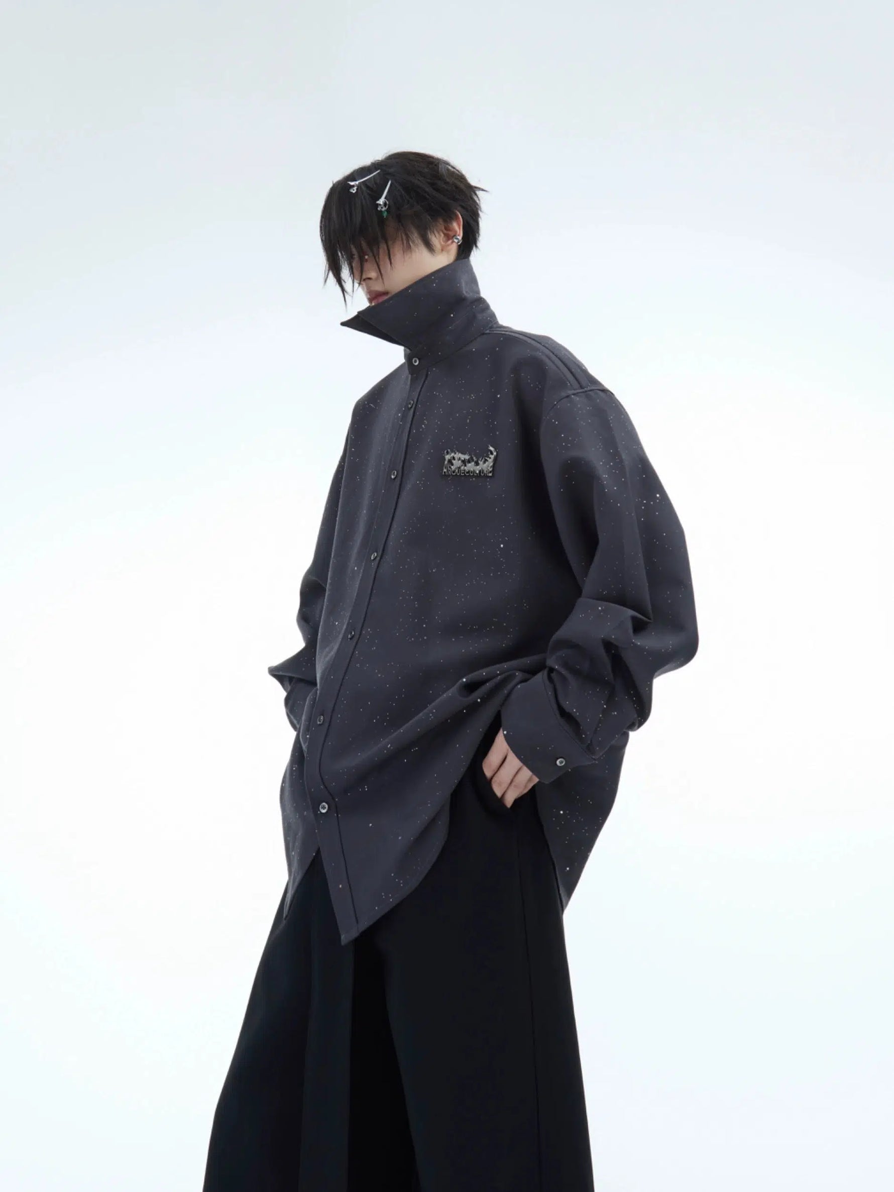 Metallic Detail Long-Sleeve Shirt