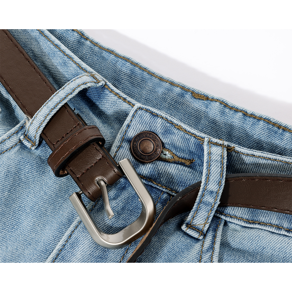 Retro Wide-Leg Straight  With Belt Pants