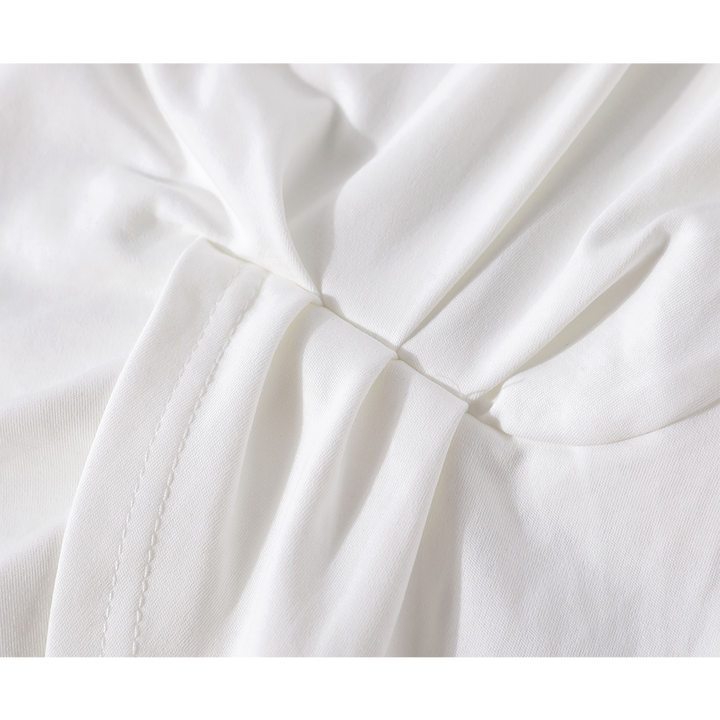 Chemise à manches irrégulières plissées à épaules dénudées 