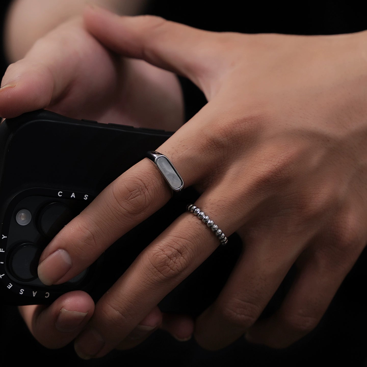 Mother-of-Pearl Bead Stacking Ring