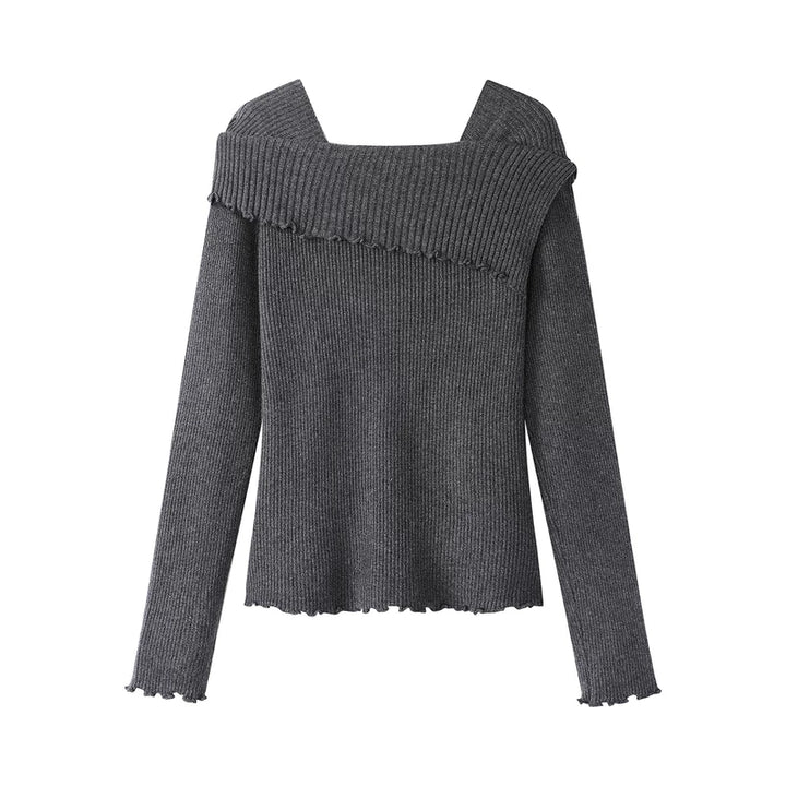 Suéter de punto sin hombros con lazo de encaje 