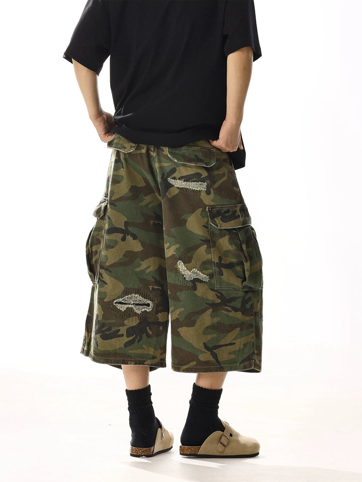 Ripped Camouflage Cargo Pants