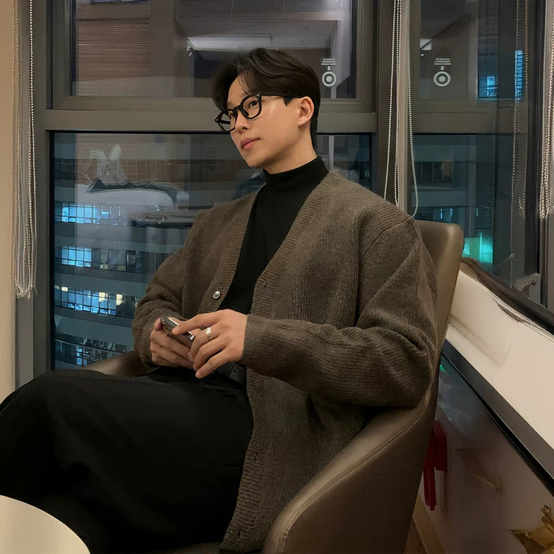 V-Neck Knit Casual Loose Cardigan