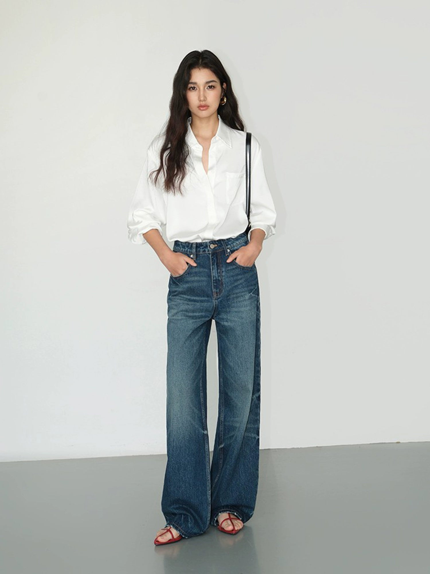 Satin Long Sleeve Loose Fit Shirt