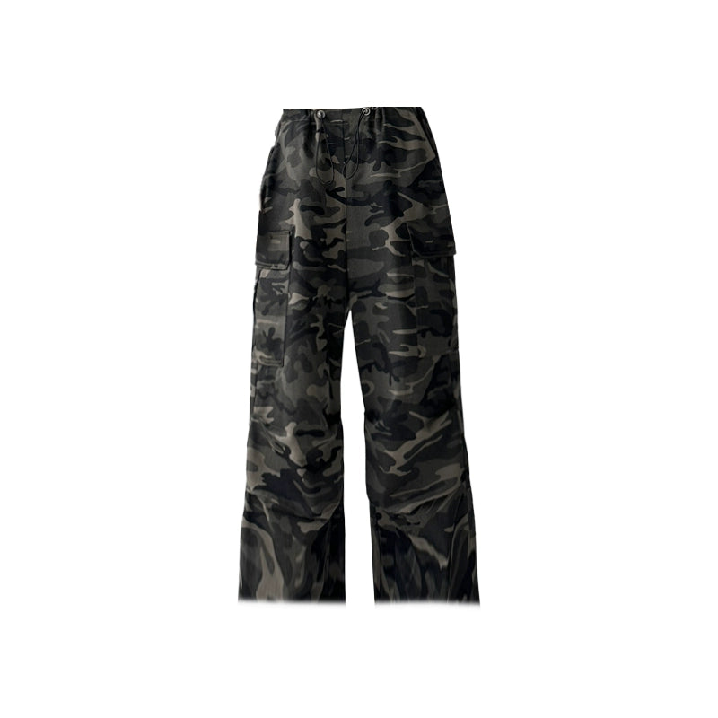 Camouflage Loose Fit Cargo Denim Pants